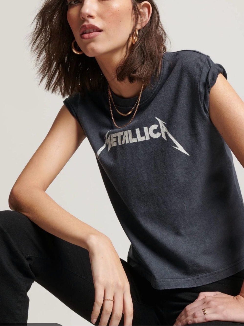 H&M Black Graphic Metallica Sleeveless Tee
